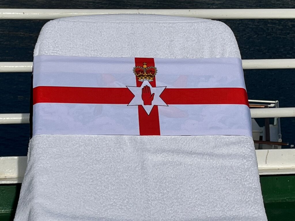 Northern Ireland flag design on a reusable tcboo sun lounger band