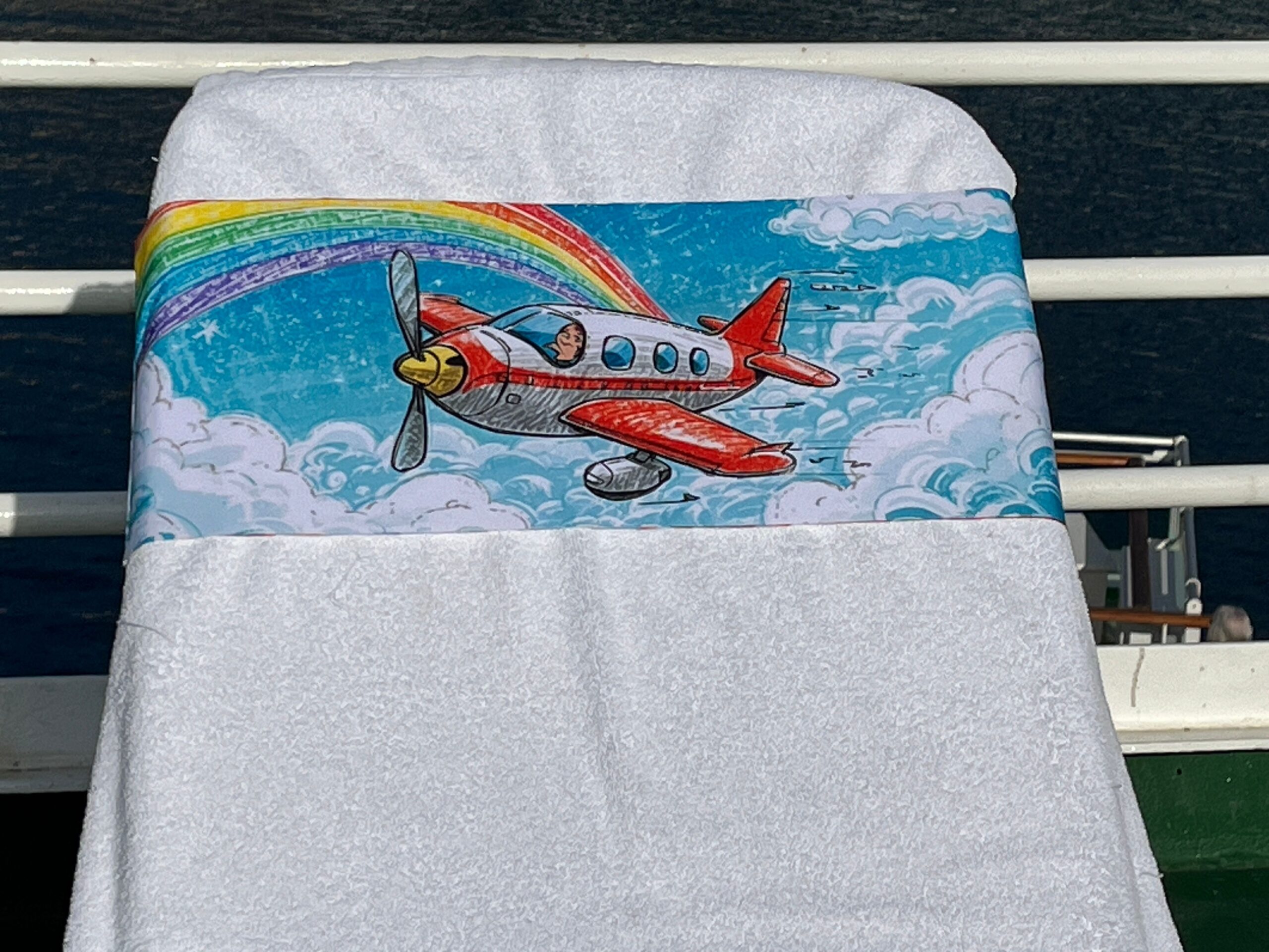 Pussy Galore pink tcboo sun lounger band with illustrated cat characters