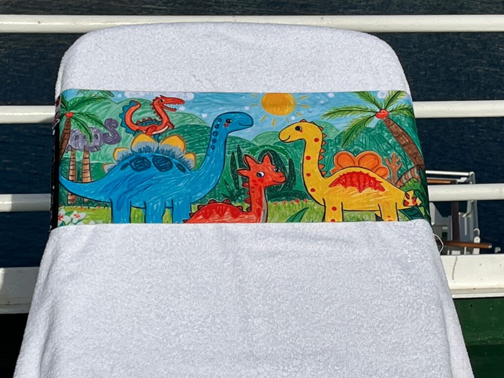 Pussy Galore pink tcboo sun lounger band with illustrated cat characters