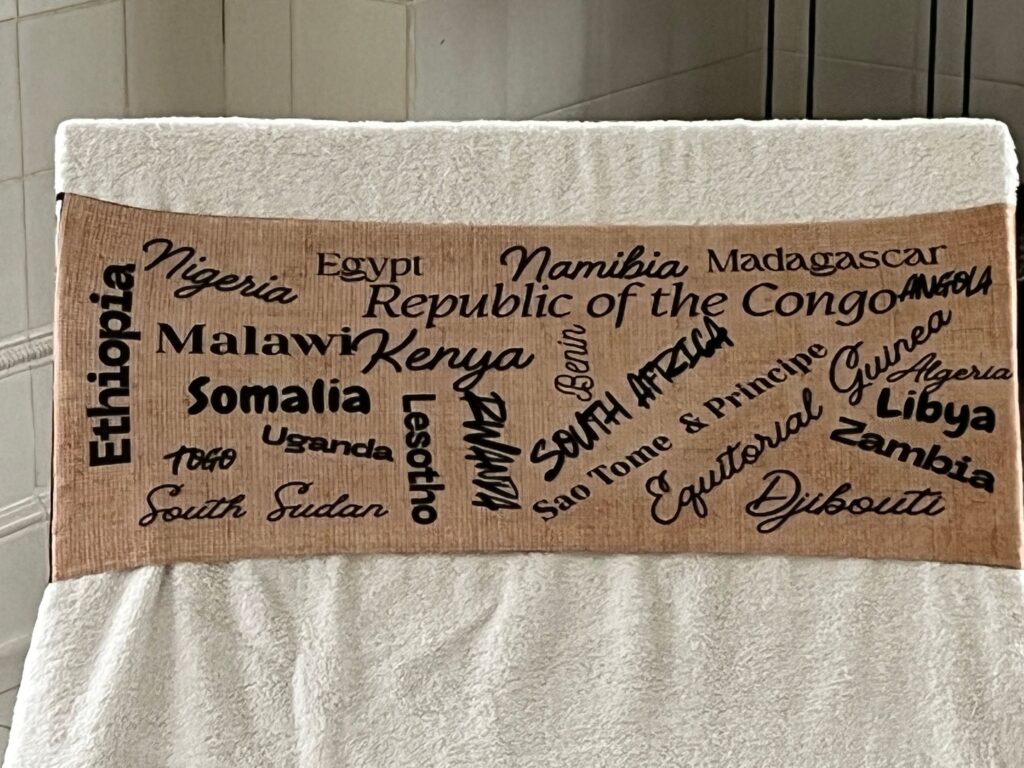 Bucket List Africa design on a reusable tcboo sun lounger band