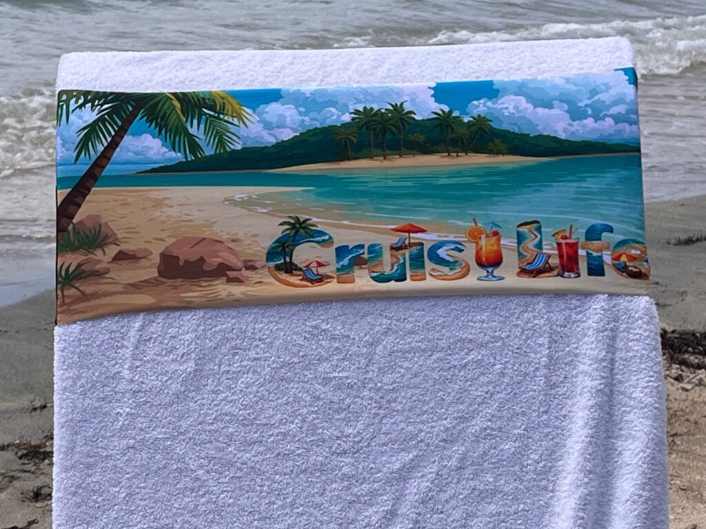 Cruise Life design on a reusable tcboo sun lounger band