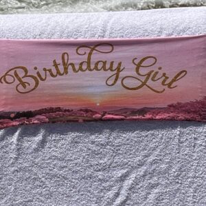 Birthday Girl Sun Up design on a reusable tcboo sun lounger band