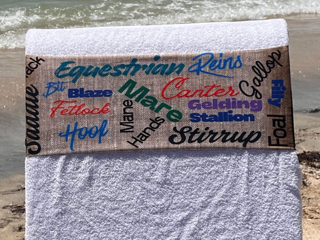 Equestrian design on a reusable tcboo sun lounger band