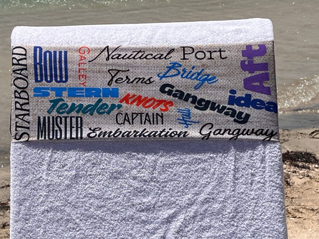 Nautical design on a reusable tcboo sun lounger band
