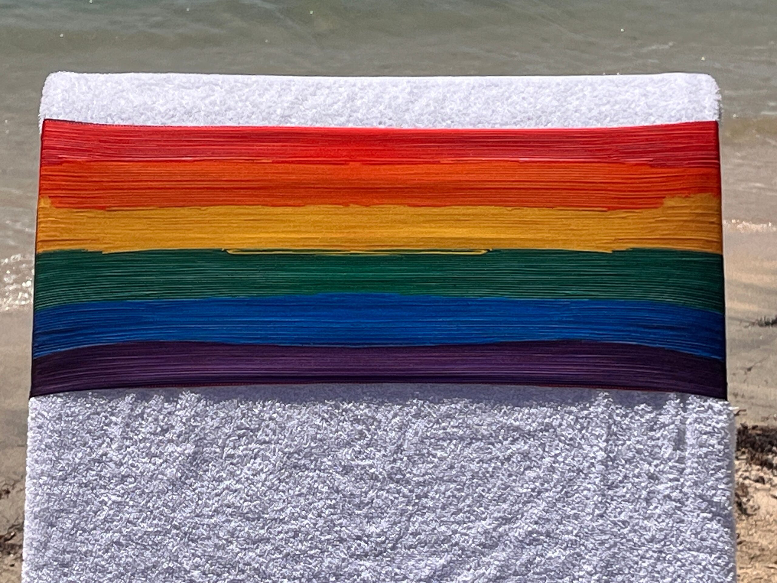 Rainbow design on a reusable tcboo sun lounger band