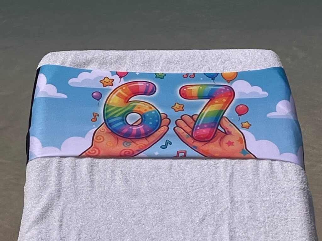 Six Seven design on a reusable tcboo sun lounger band