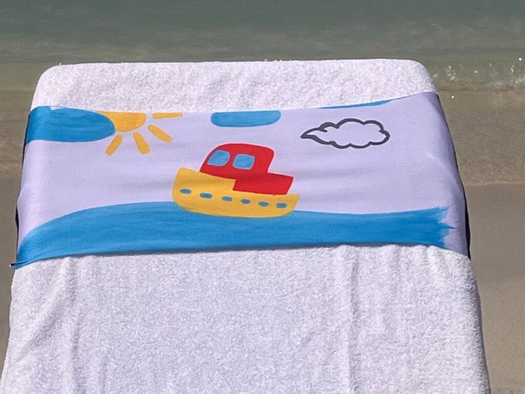 All at Sea design on a reusable tcboo sun lounger band
