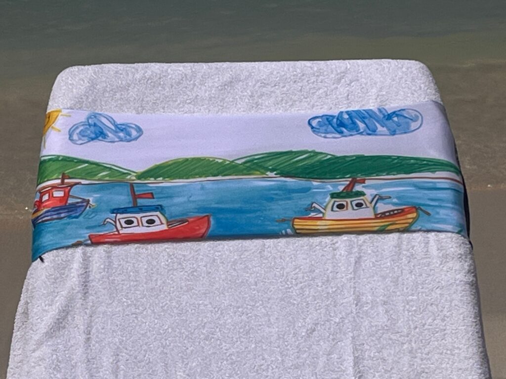 Boating design on a reusable tcboo sun lounger band