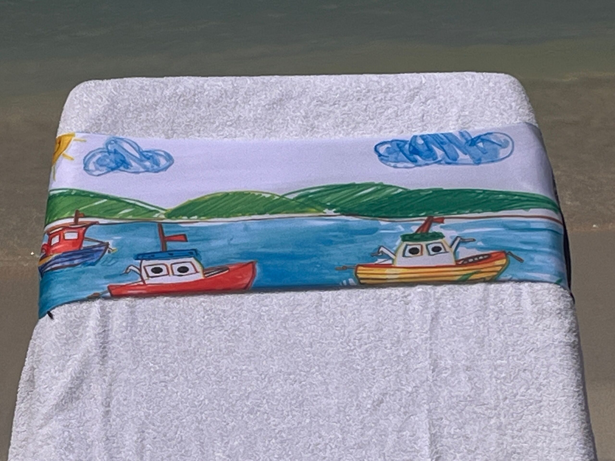 Boating design on a reusable tcboo sun lounger band