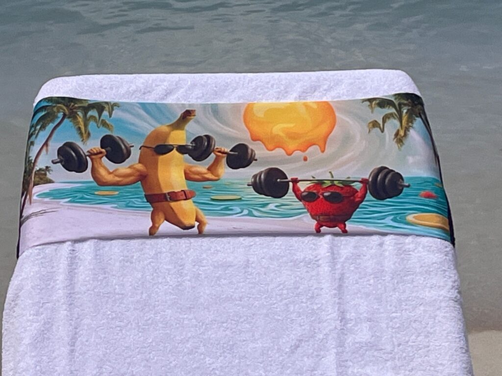 Muscle Beach design on a reusable tcboo sun lounger band