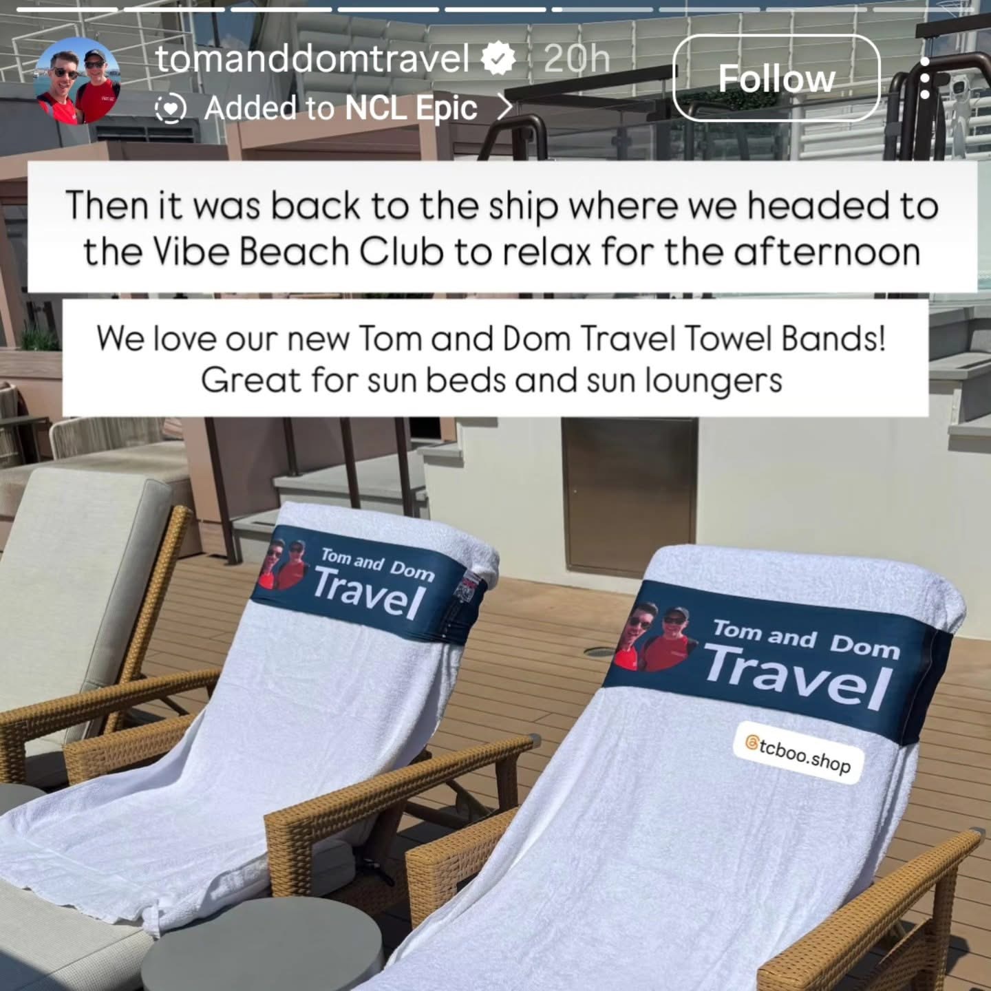 a Tom and Dom travel feature band