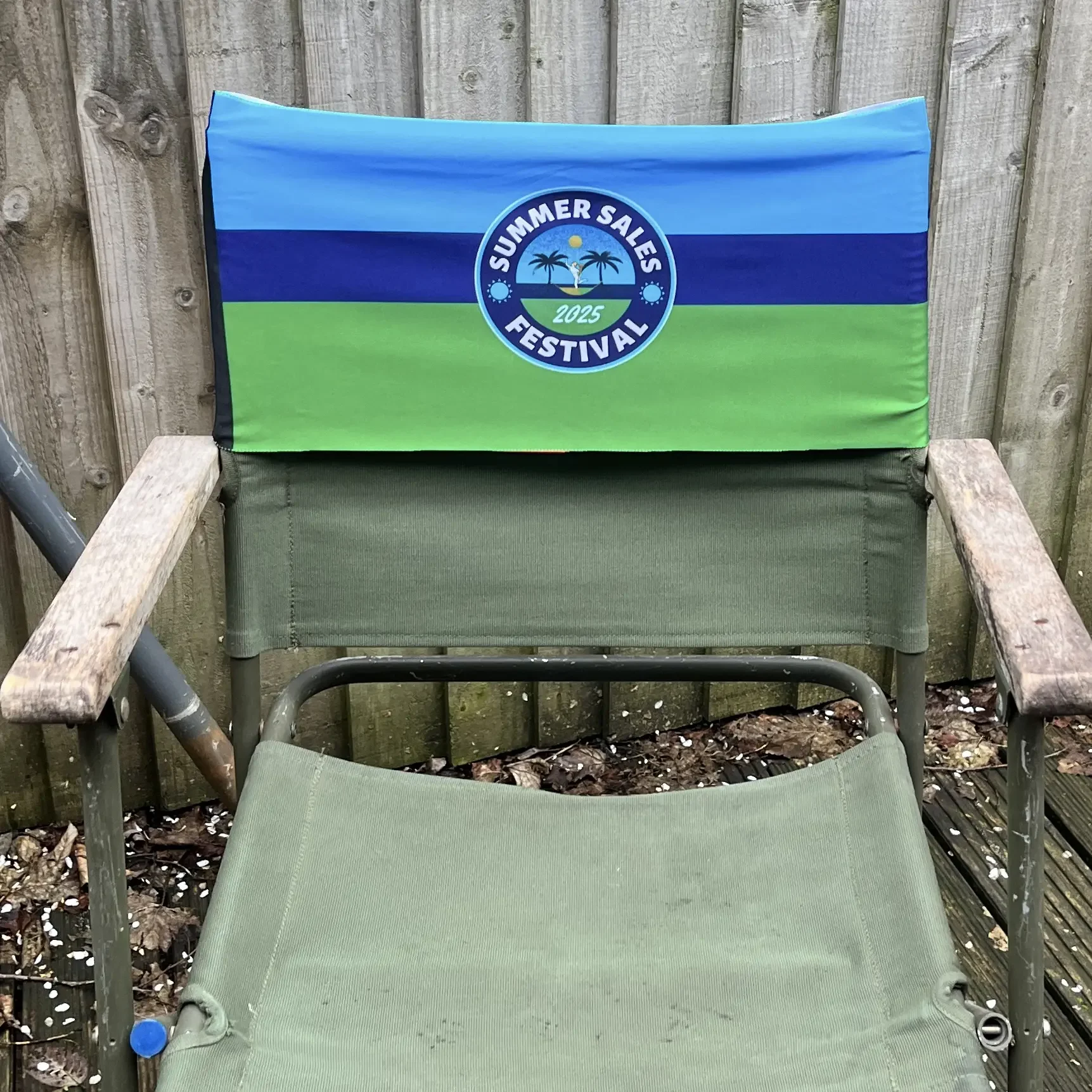 Summer Sales Festival 2025 tcboo band fitted to a green garden chair