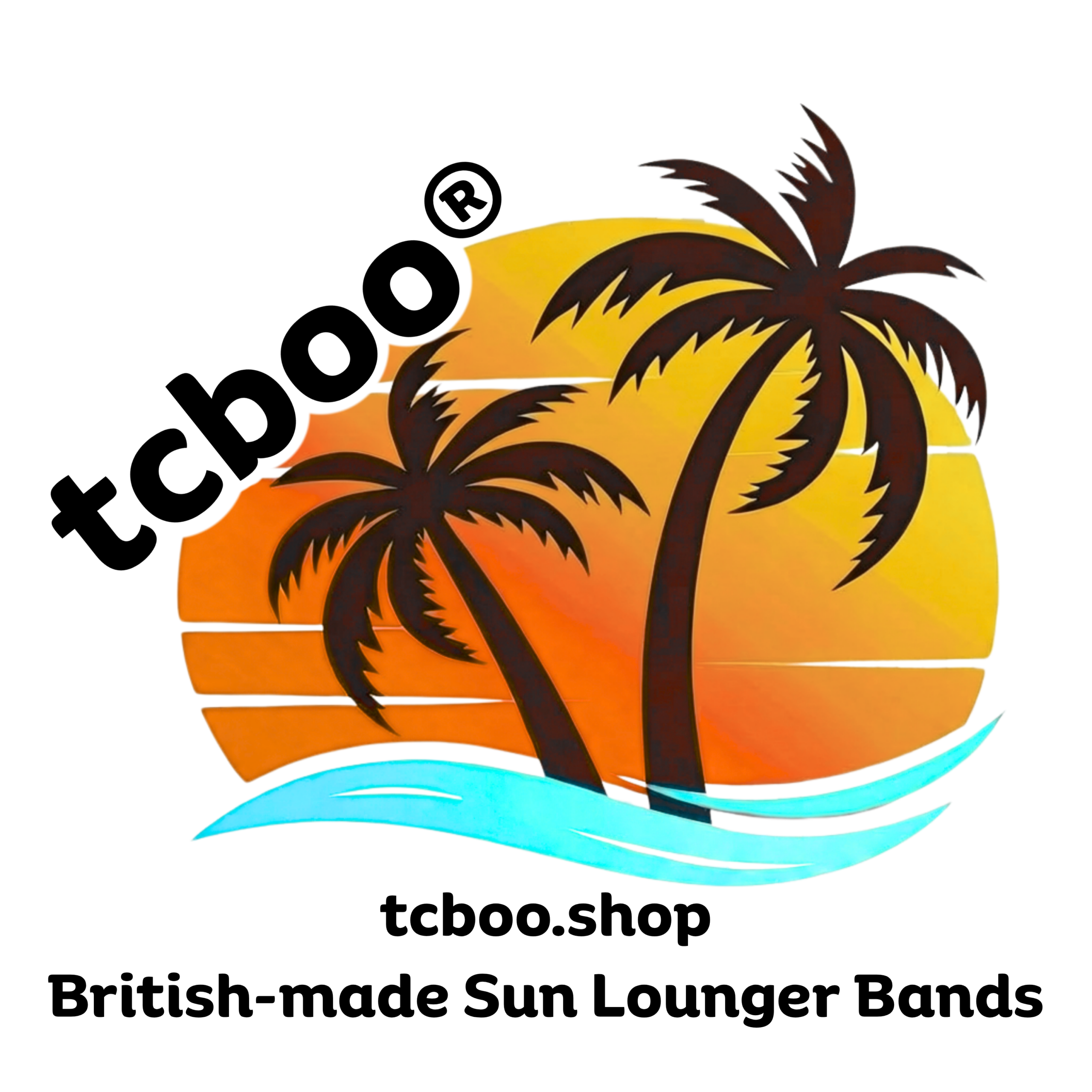 Tcboo logo - British made reusable sun lounger towel bands