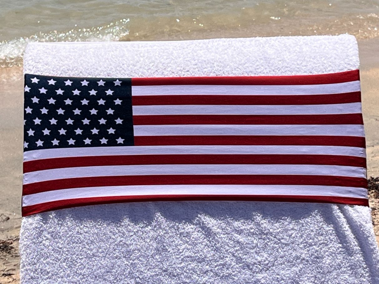 Stars and Stripes America's National flag the American flag holding a towel onto a sun lounger. see tcboo.shop